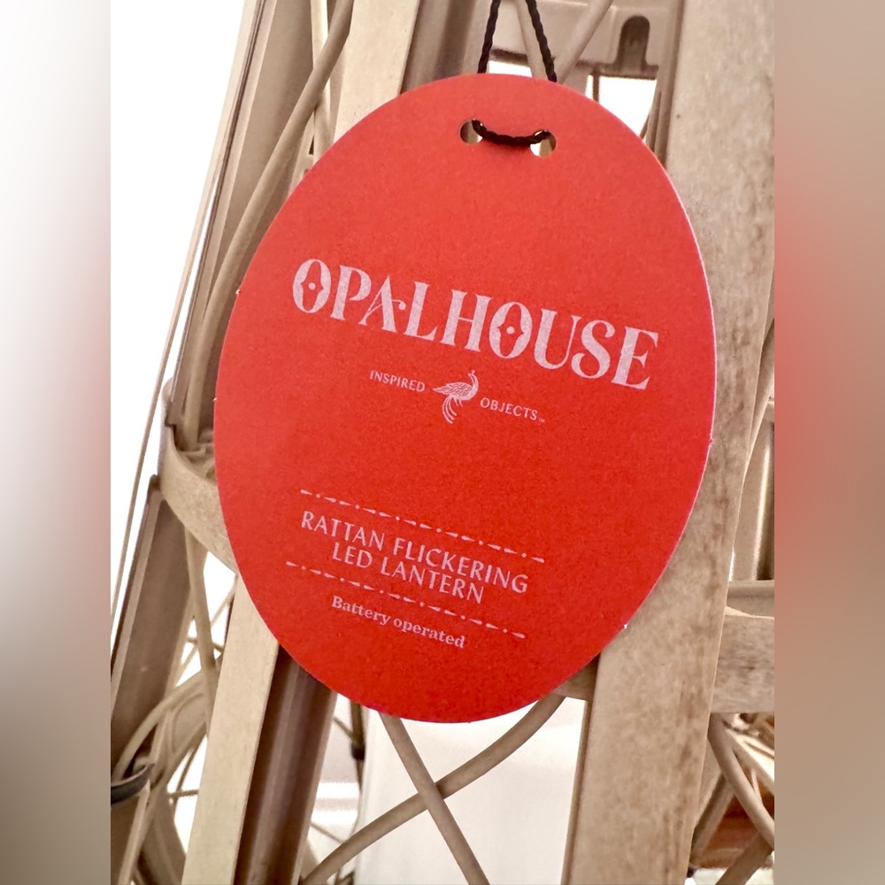 Opalhouse Rattan Flickering LED Tan Woven Lantern Indoor/Outdoor 5-hour timer - Picture 3 of 7